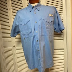 Columbia PFG Size Medium Short Sleeve Blue Cotton